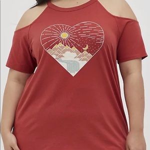 Torrid COLD SHOULDER TEE COTTON DREAMS ARE MADE OF RUST Sz 4 4x 26 NWT